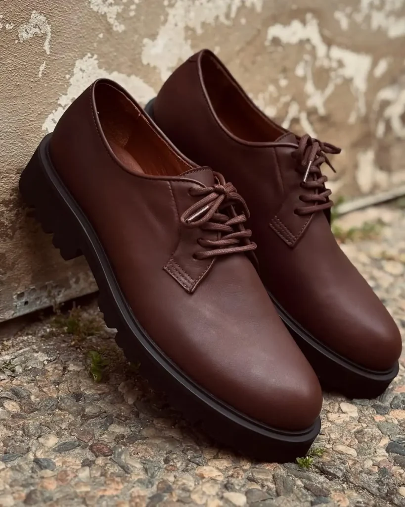 Genuine Leather Men's Derby Black Brown Classic