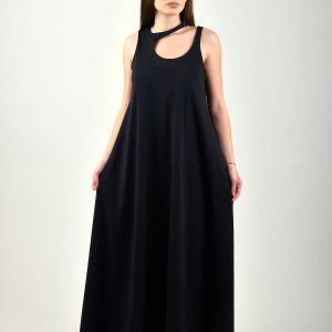 Long Summer Dress Women Maxi Black Loose Plus