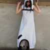 White Hooded Drop Crotch Dress Sleeveless Avant Garde