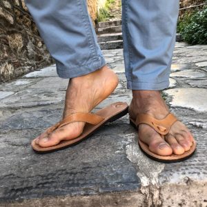 Mens Sandals Leather Flip Flops Men Greek Summer
