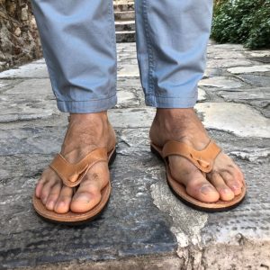 Mens Sandals Leather Flip Flops Men Greek Summer