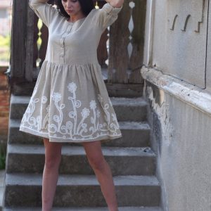 Women Linen Dress/beige Women/summer Dress/oversize Dress/linen Summer Dress/women