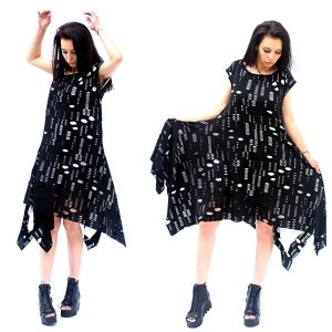 Long Asymmetric Women Dress Maxi Black Kaftan Loose