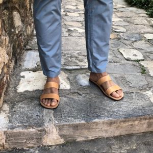 Mens Sandals Greek Leather Slide Summer Shoes Men