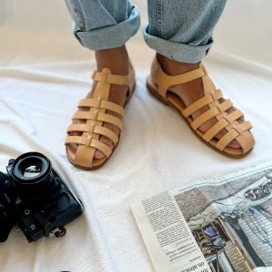 Men's Sandals Leather Gladiator Greek Summer Shoes.