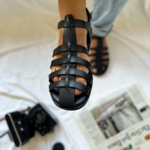 Mens Sandals Black Leather Gladiator Men Handmade Greek