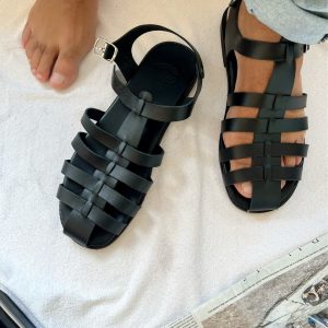 Mens Sandals Black Leather Gladiator Men Handmade Greek
