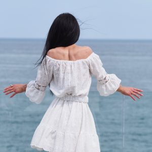 Boho White Off Shoulder Cotton Lace Dress Summer