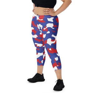 Red White Blue Camo Capri Leggings